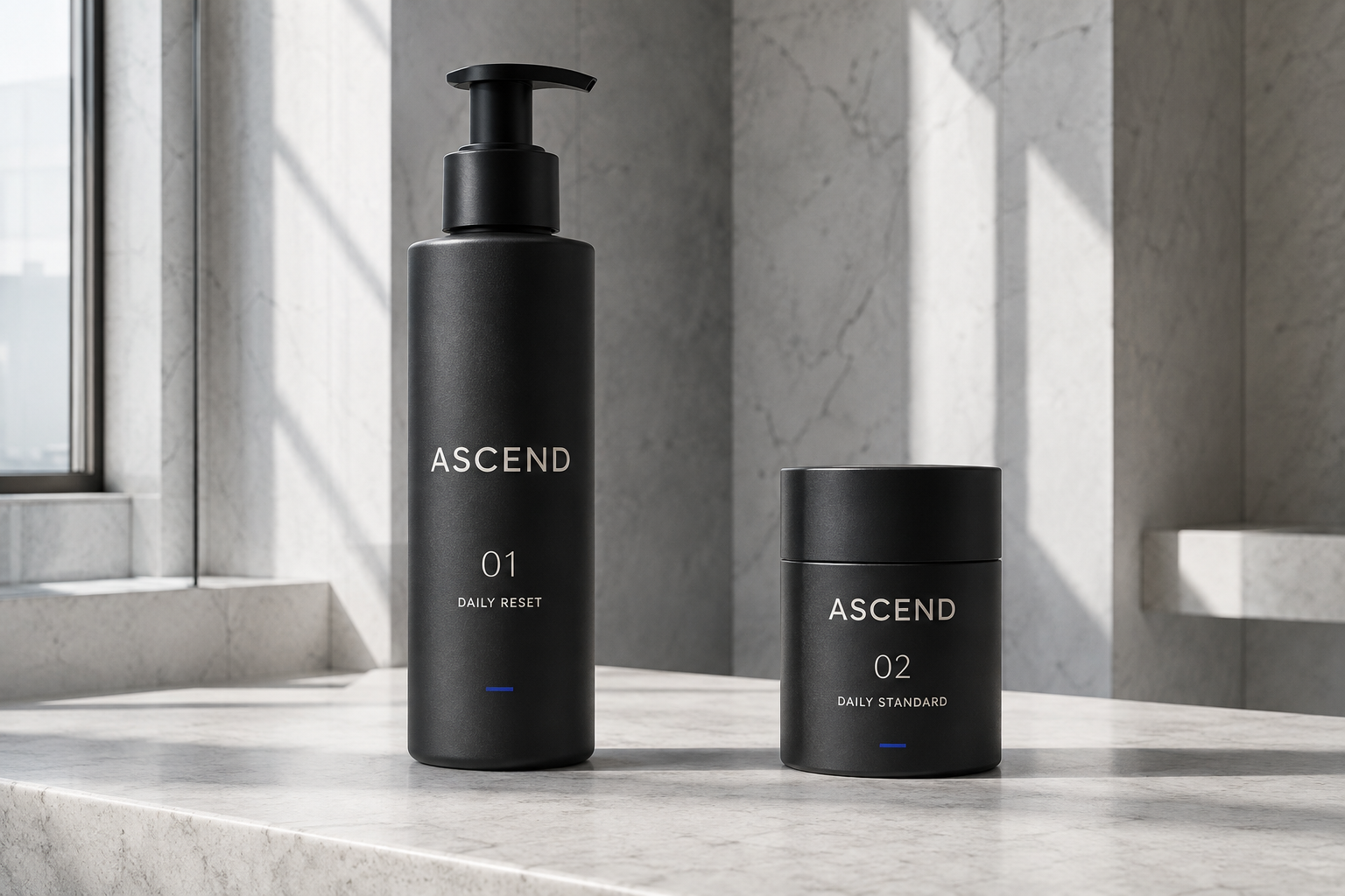 ASCEND cleanser and moisturiser packaging design